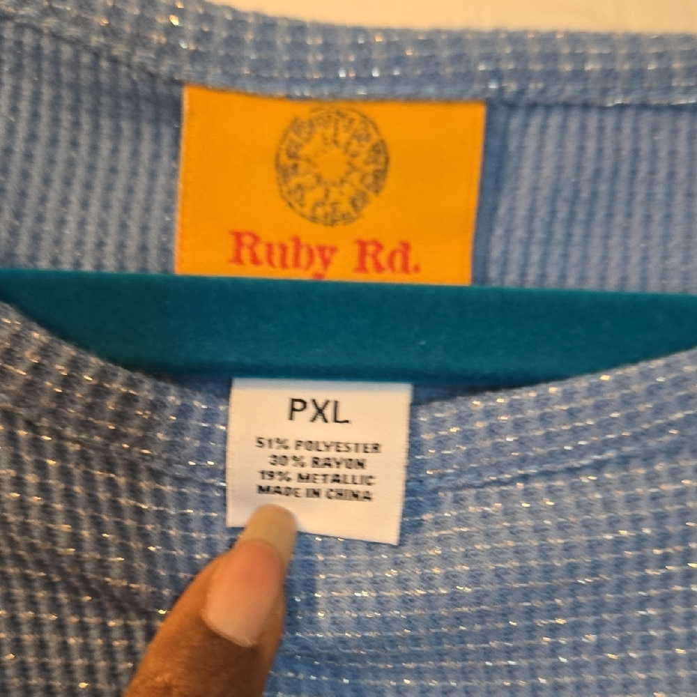 Ruby Rd. Light Blue Knit Blouse - Picture 3 of 5